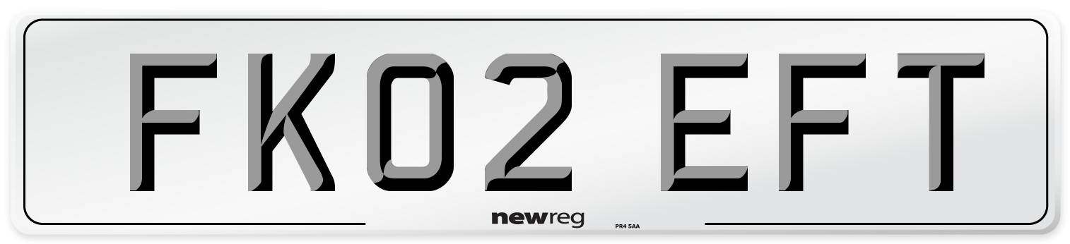 FK02 EFT Number Plate from New Reg